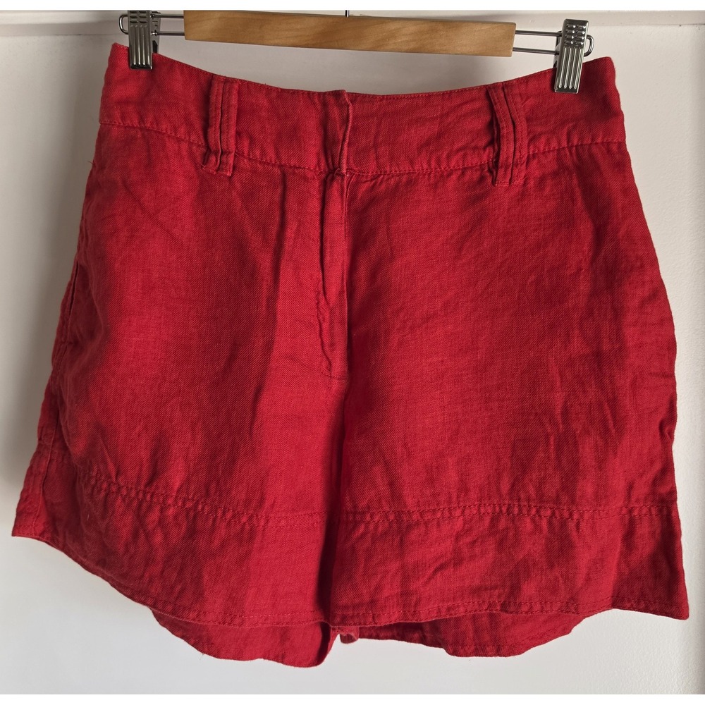 Country Road Linen Shorts Size 10 Red Solid Casual Women Bermuda